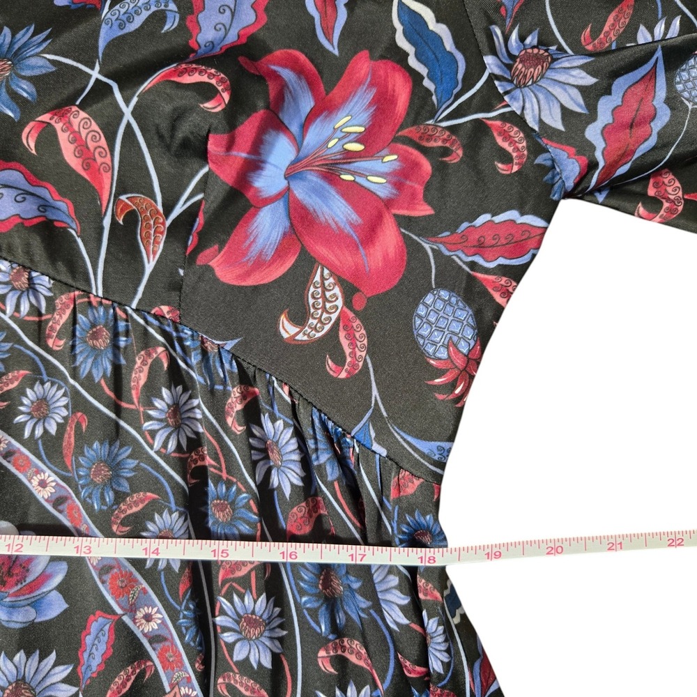 FARM Rio Marcelle Floral Mini Dress XL Black Boho Long Sleeve V Neck NWT - Picture 12 of 16